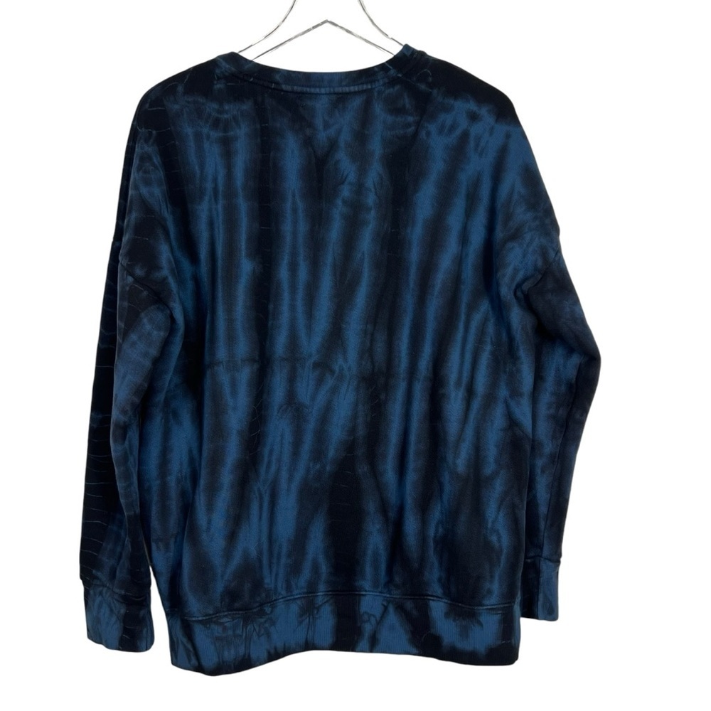 SUNDRY EVEREVE Black & Blue Tie Dye Crewneck Fleece Sweatshirt with zippers - Picture 6 of 7
